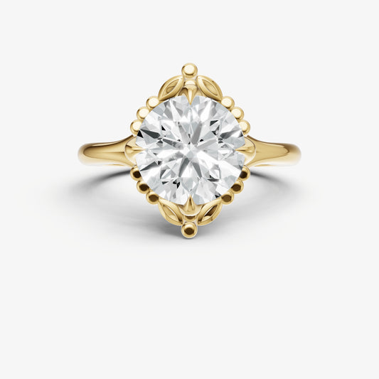 Round Filigree Halo Engagement Ring