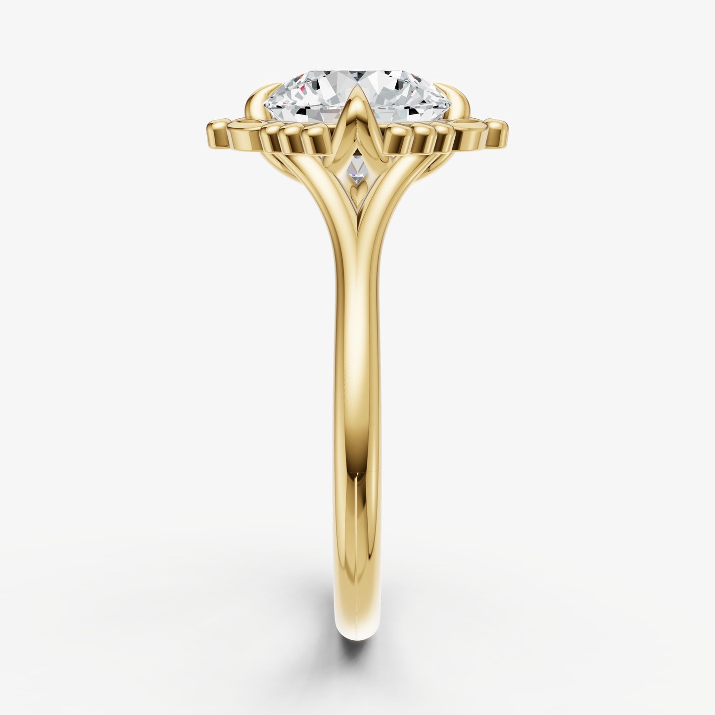 Round Filigree Halo Engagement Ring
