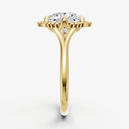 Round Filigree Halo Engagement Ring