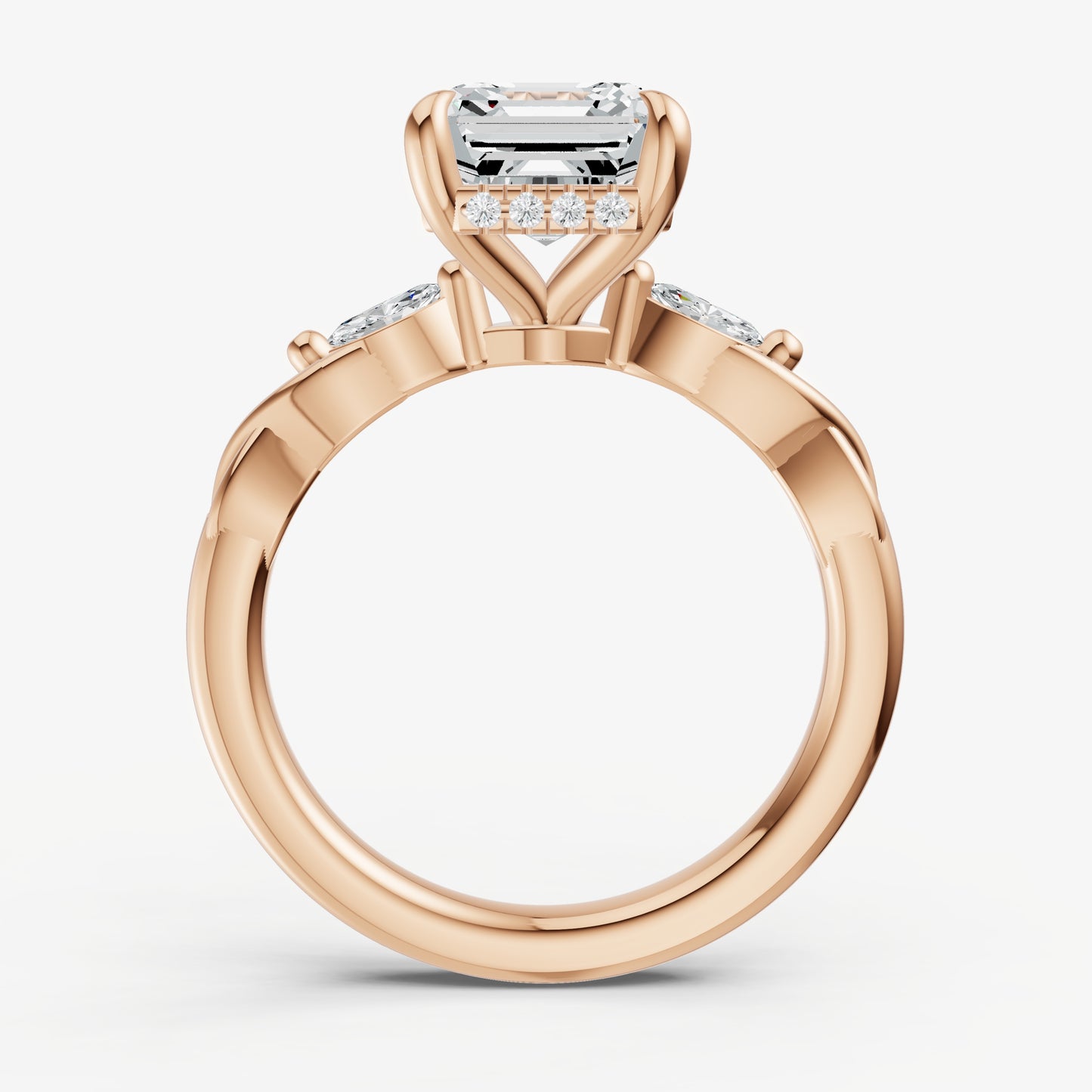 Asscher Engagement Ring with Marquise Accent Diamonds