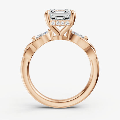 Asscher Engagement Ring with Marquise Accent Diamonds