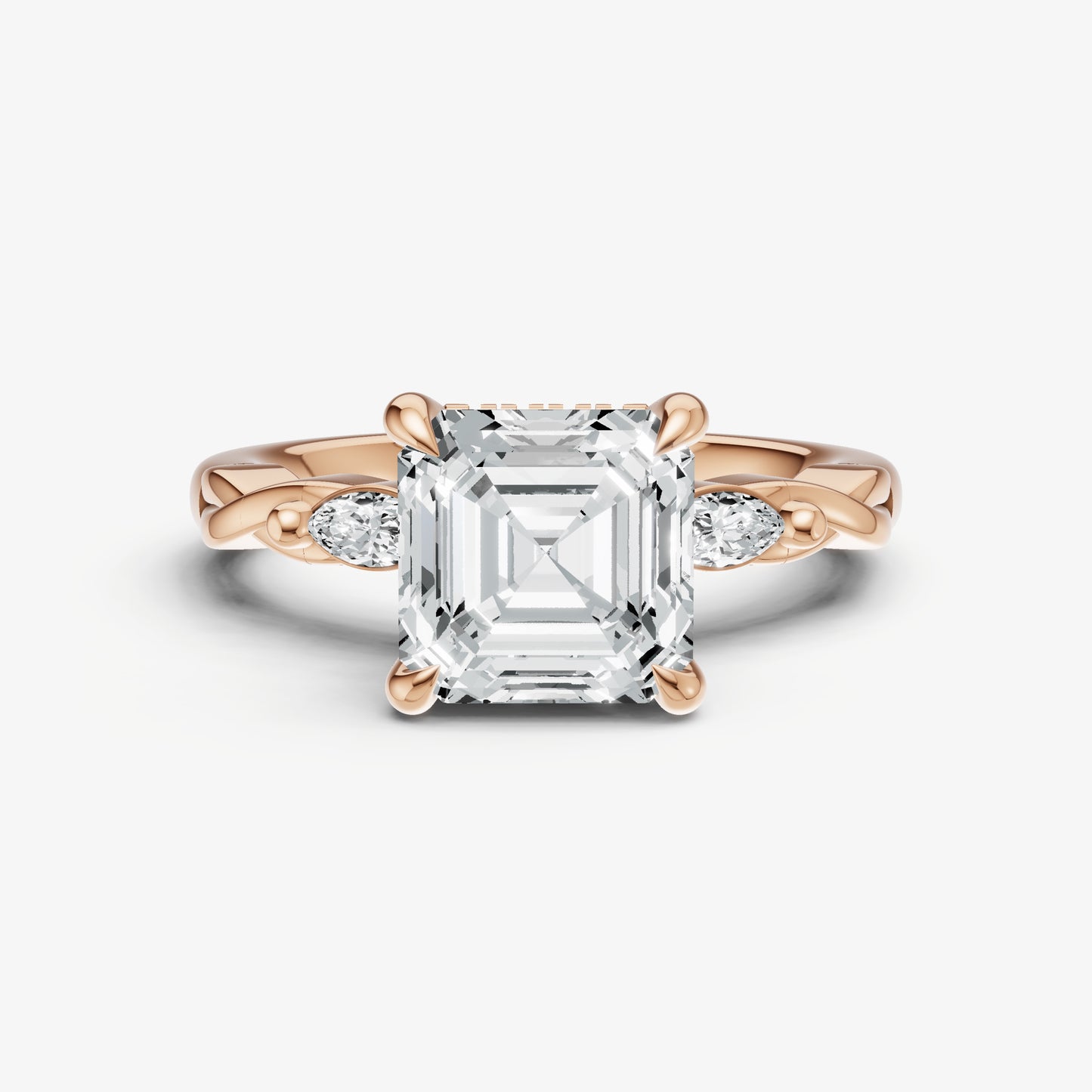 Asscher Engagement Ring with Marquise Accent Diamonds