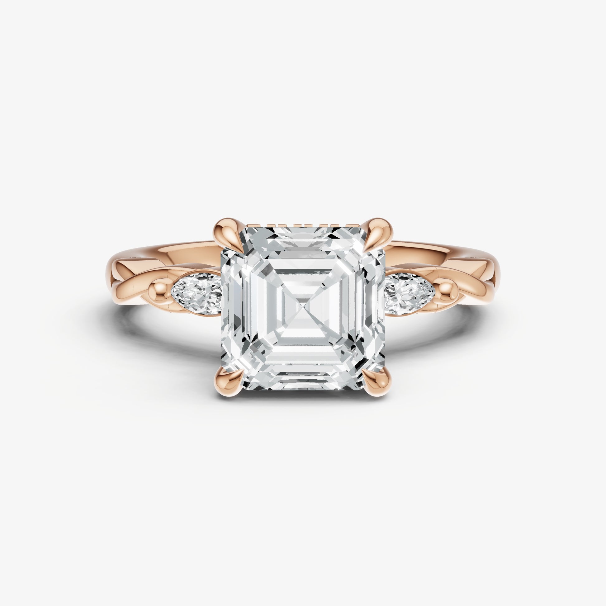 Asscher Engagement Ring with Marquise Accent Diamonds