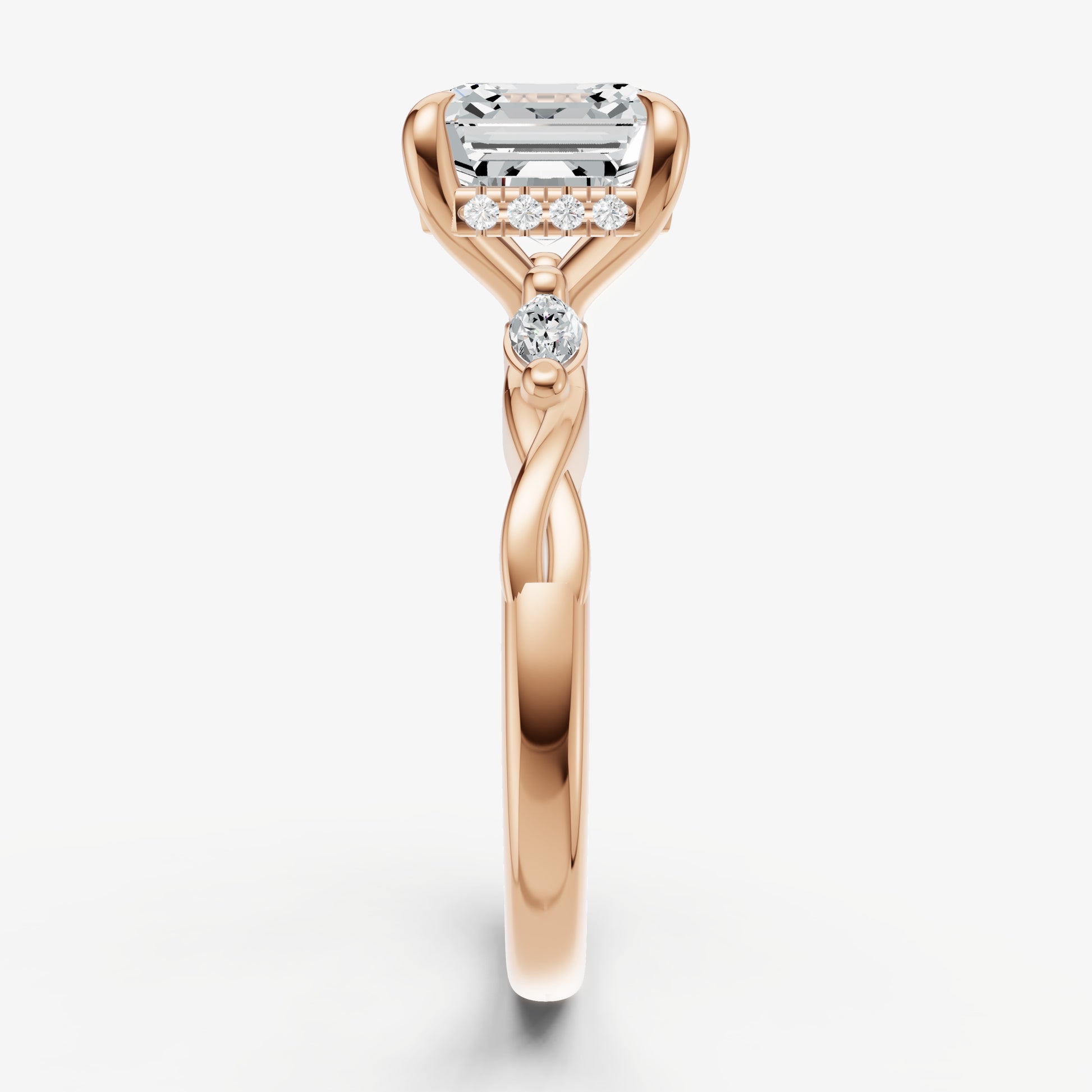 Asscher Engagement Ring with Marquise Accent Diamonds