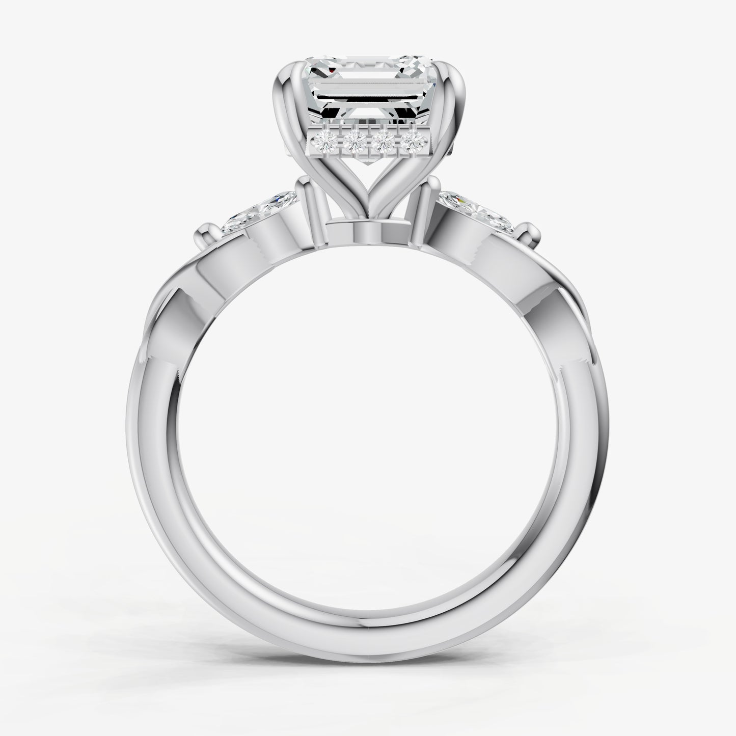 Asscher Engagement Ring with Marquise Accent Diamonds