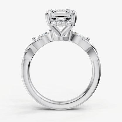 Asscher Engagement Ring with Marquise Accent Diamonds