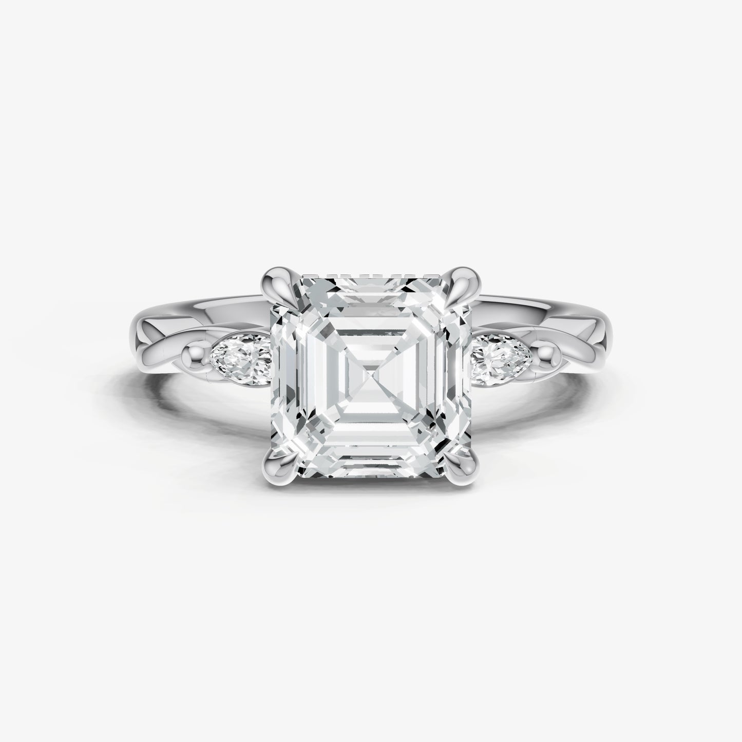 Asscher Engagement Ring with Marquise Accent Diamonds