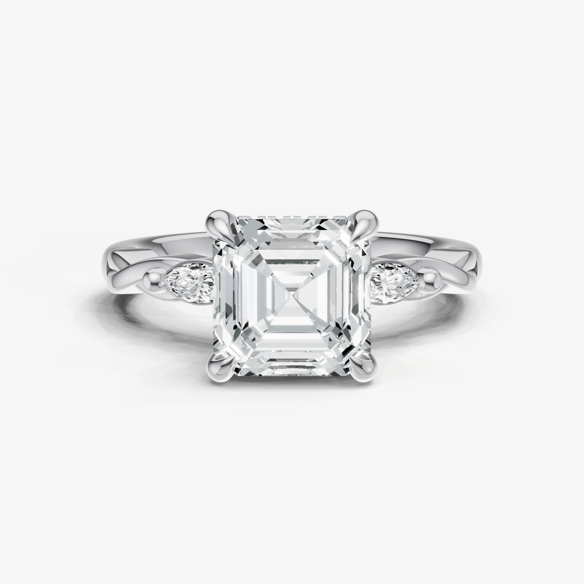 Asscher Engagement Ring with Marquise Accent Diamonds