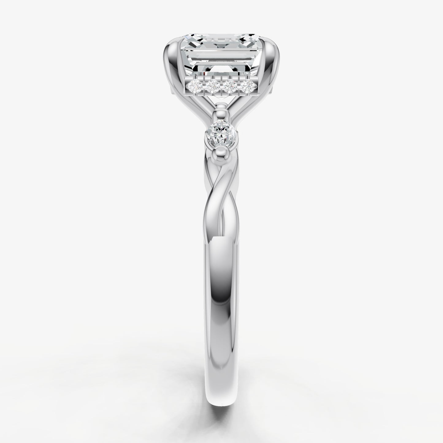 Asscher Engagement Ring with Marquise Accent Diamonds