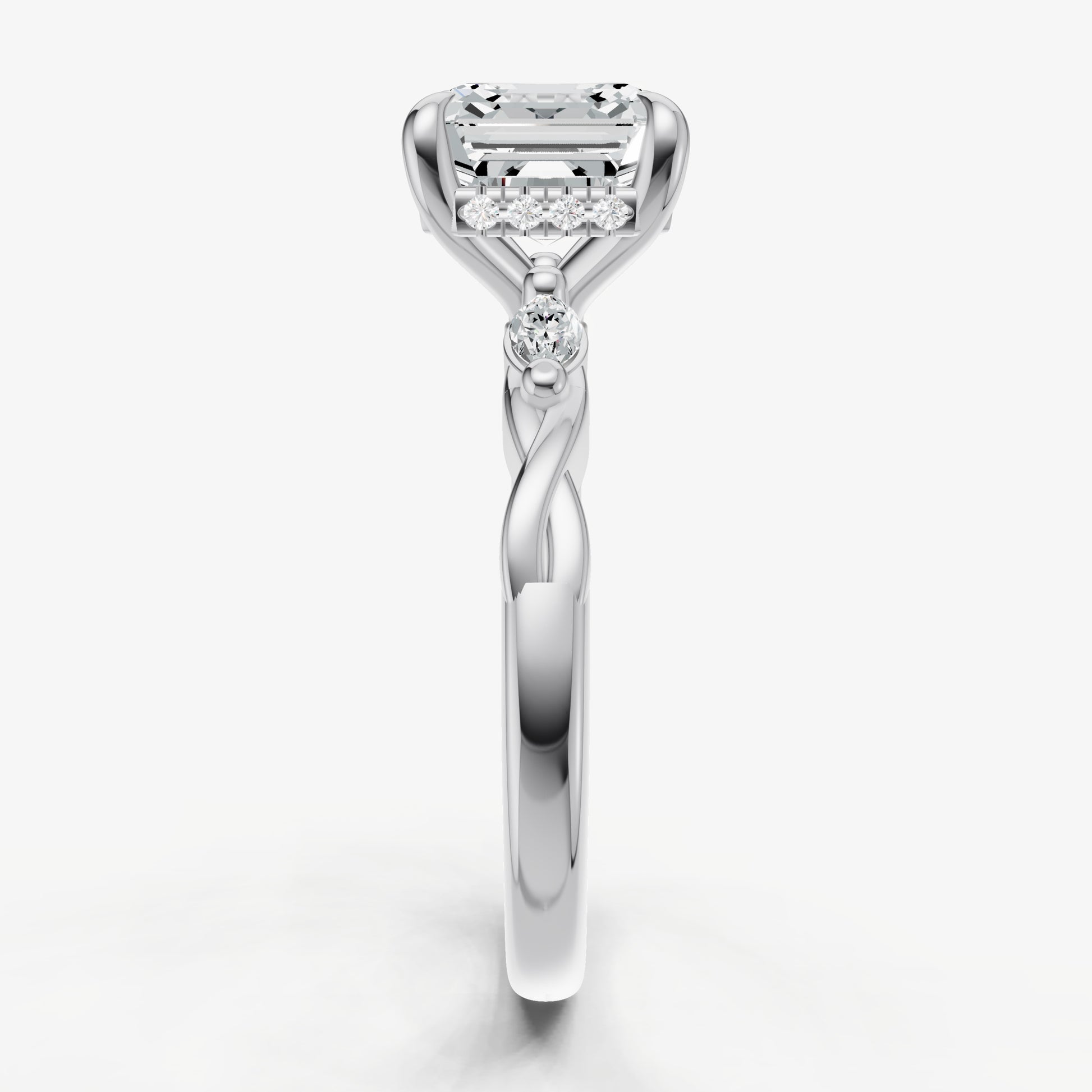 Asscher Engagement Ring with Marquise Accent Diamonds