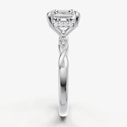 Asscher Engagement Ring with Marquise Accent Diamonds
