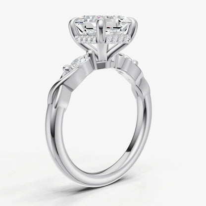 Asscher Engagement Ring with Marquise Accent Diamonds