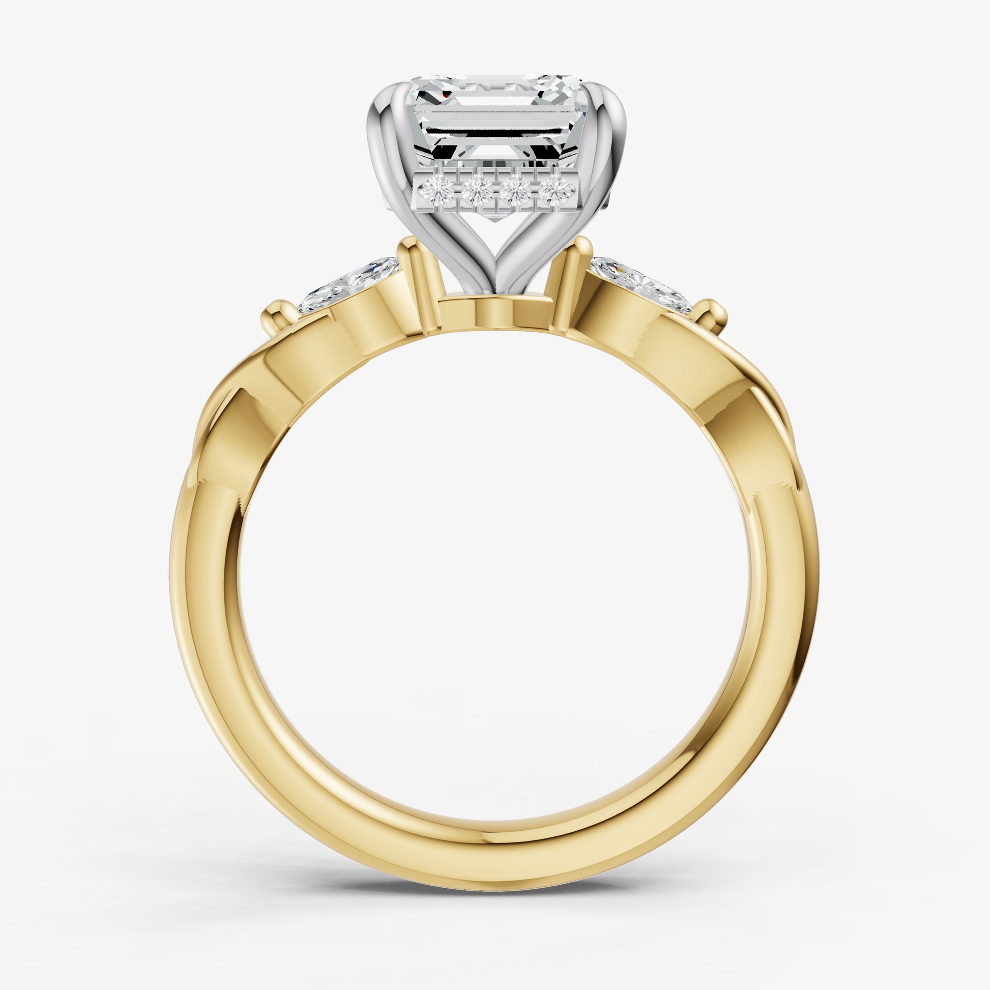 Asscher Engagement Ring with Marquise Accent Diamonds