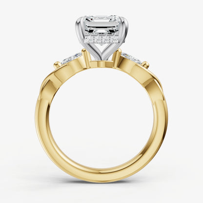 Asscher Engagement Ring with Marquise Accent Diamonds