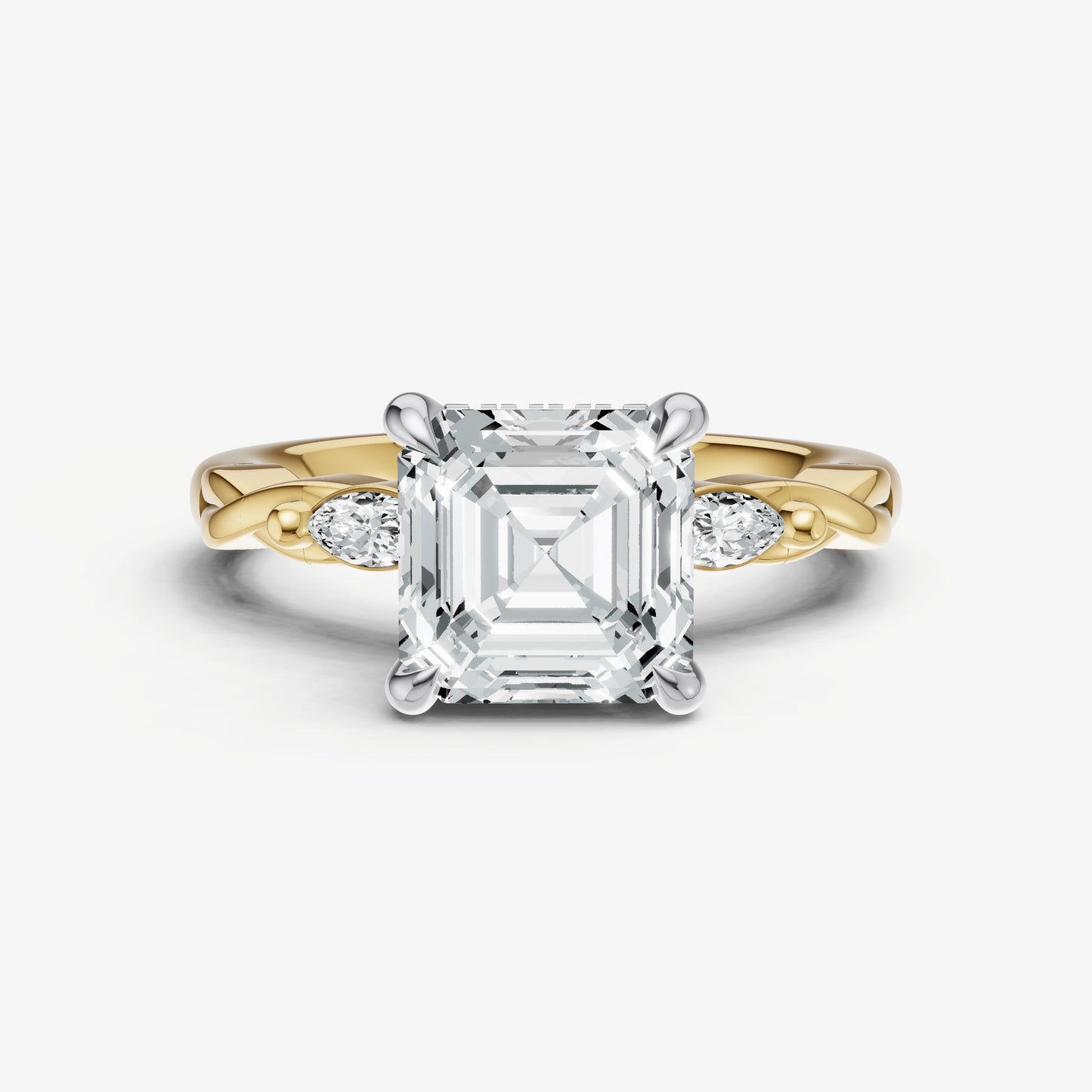 Asscher Engagement Ring with Marquise Accent Diamonds
