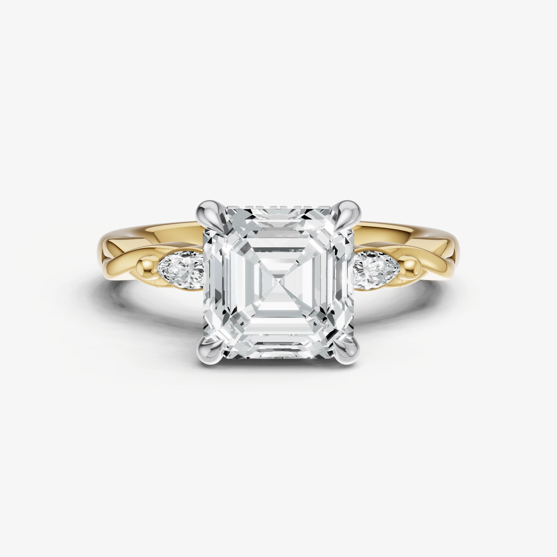 Asscher Engagement Ring with Marquise Accent Diamonds