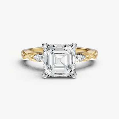 Asscher Engagement Ring with Marquise Accent Diamonds