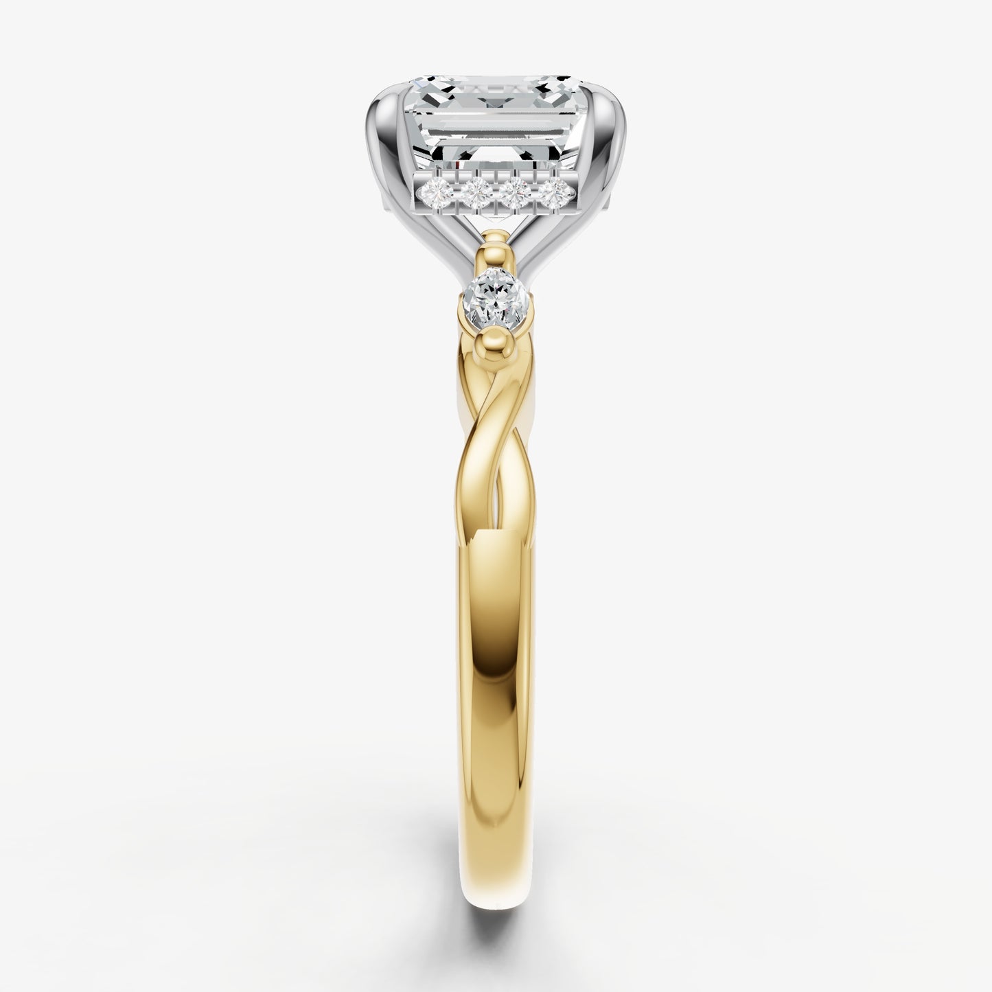 Asscher Engagement Ring with Marquise Accent Diamonds