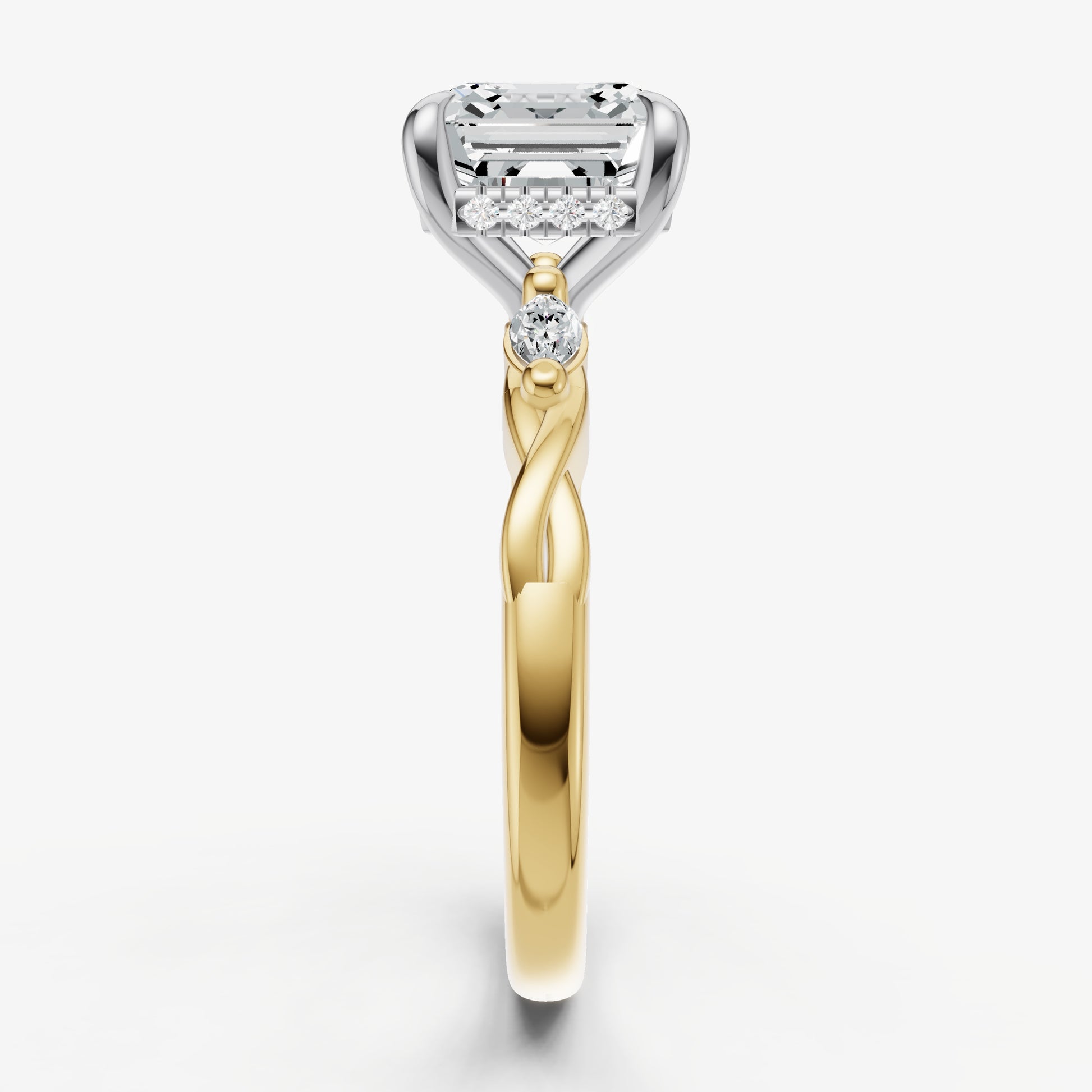 Asscher Engagement Ring with Marquise Accent Diamonds