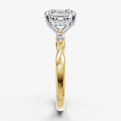 Asscher Engagement Ring with Marquise Accent Diamonds