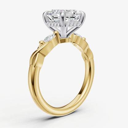 Asscher Engagement Ring with Marquise Accent Diamonds