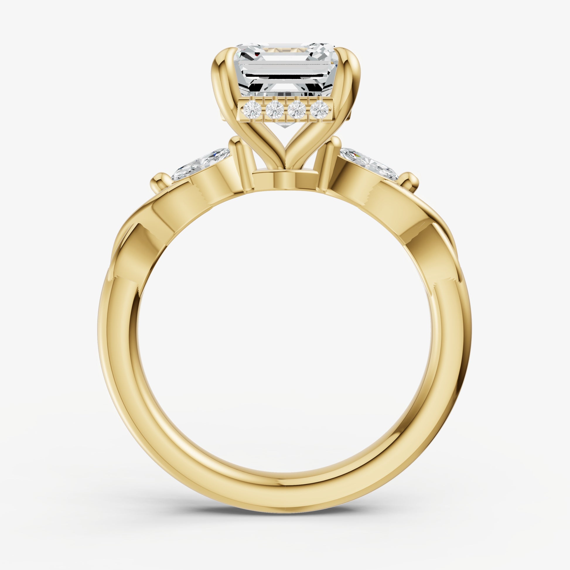 Asscher Engagement Ring with Marquise Accent Diamonds