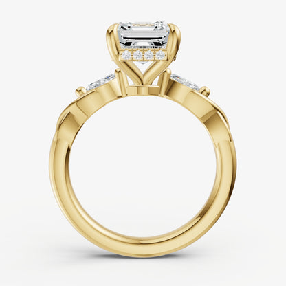 Asscher Engagement Ring with Marquise Accent Diamonds