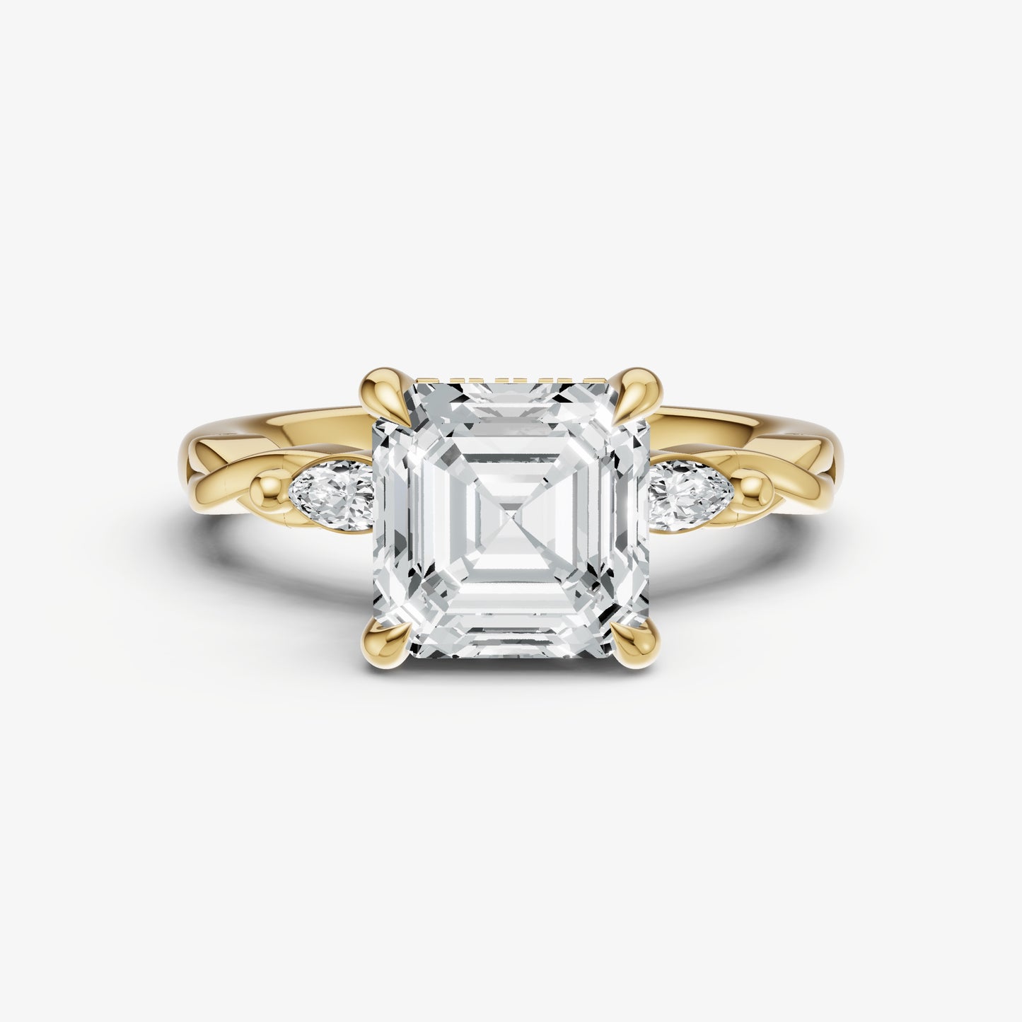Asscher Engagement Ring with Marquise Accent Diamonds