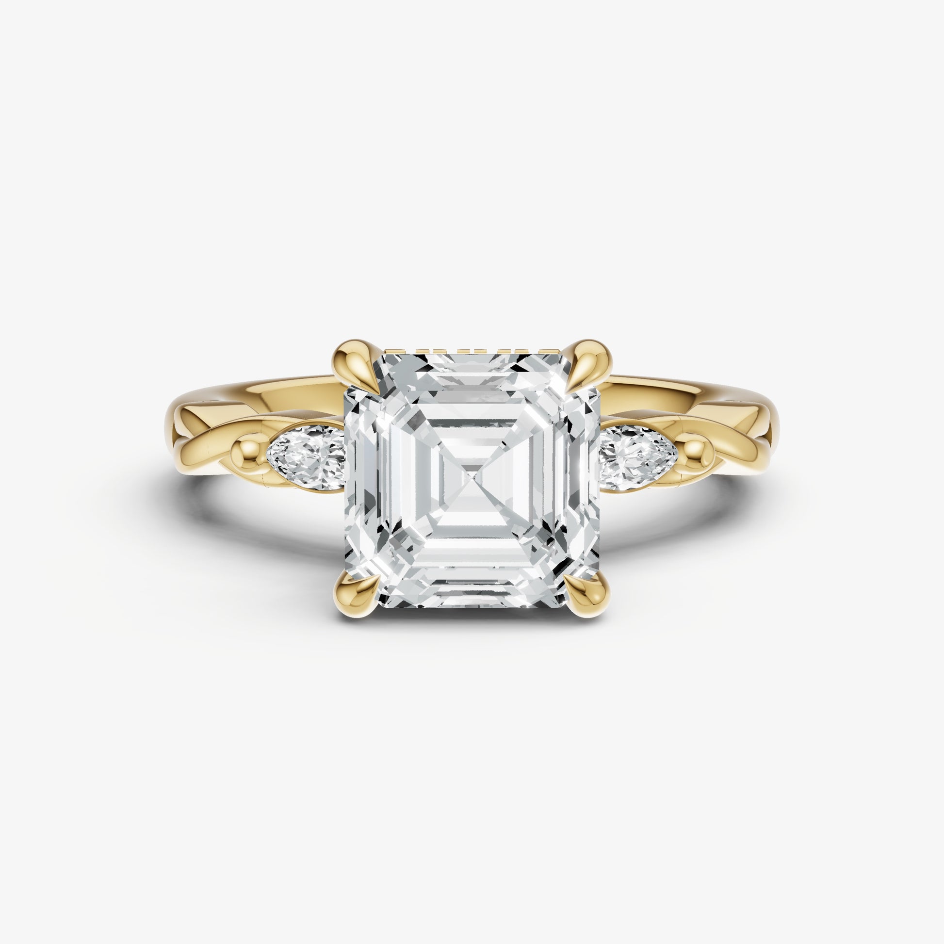 Asscher Engagement Ring with Marquise Accent Diamonds