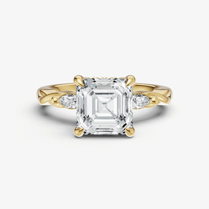 Asscher Engagement Ring with Marquise Accent Diamonds