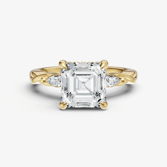 Asscher Engagement Ring with Marquise Accent Diamonds