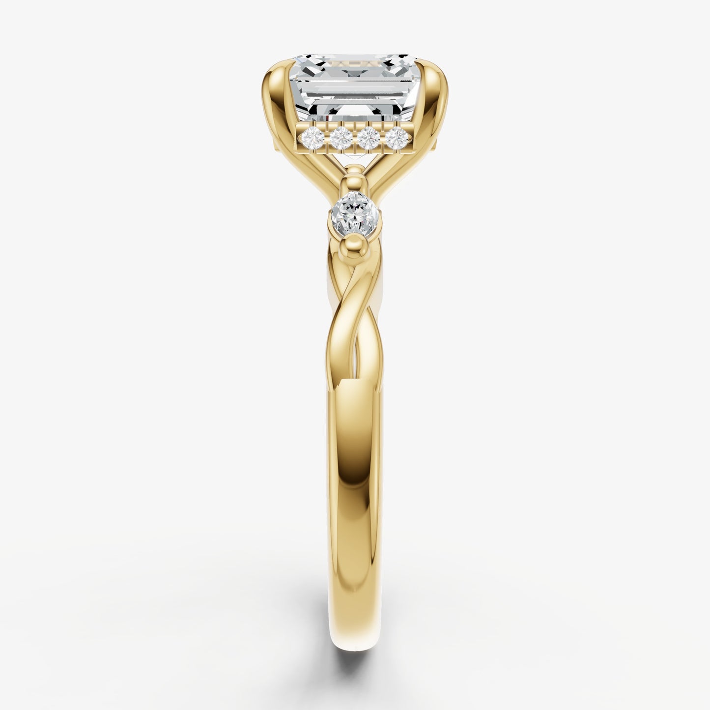 Asscher Engagement Ring with Marquise Accent Diamonds