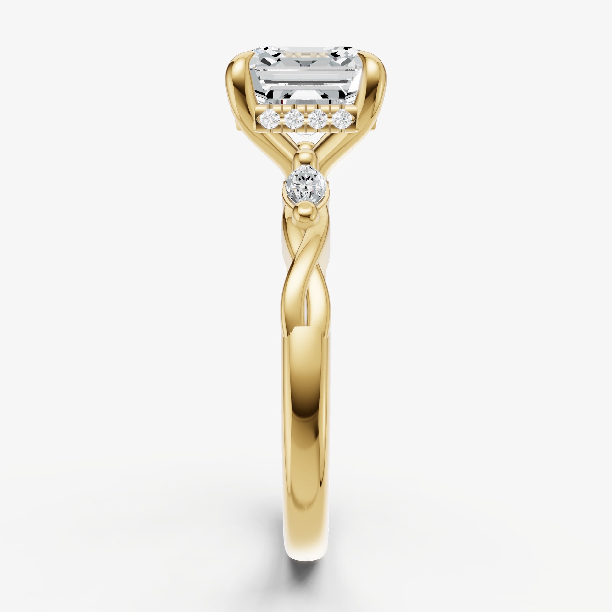 Asscher Engagement Ring with Marquise Accent Diamonds