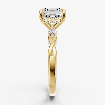 Asscher Engagement Ring with Marquise Accent Diamonds