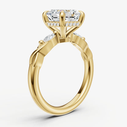 Asscher Engagement Ring with Marquise Accent Diamonds