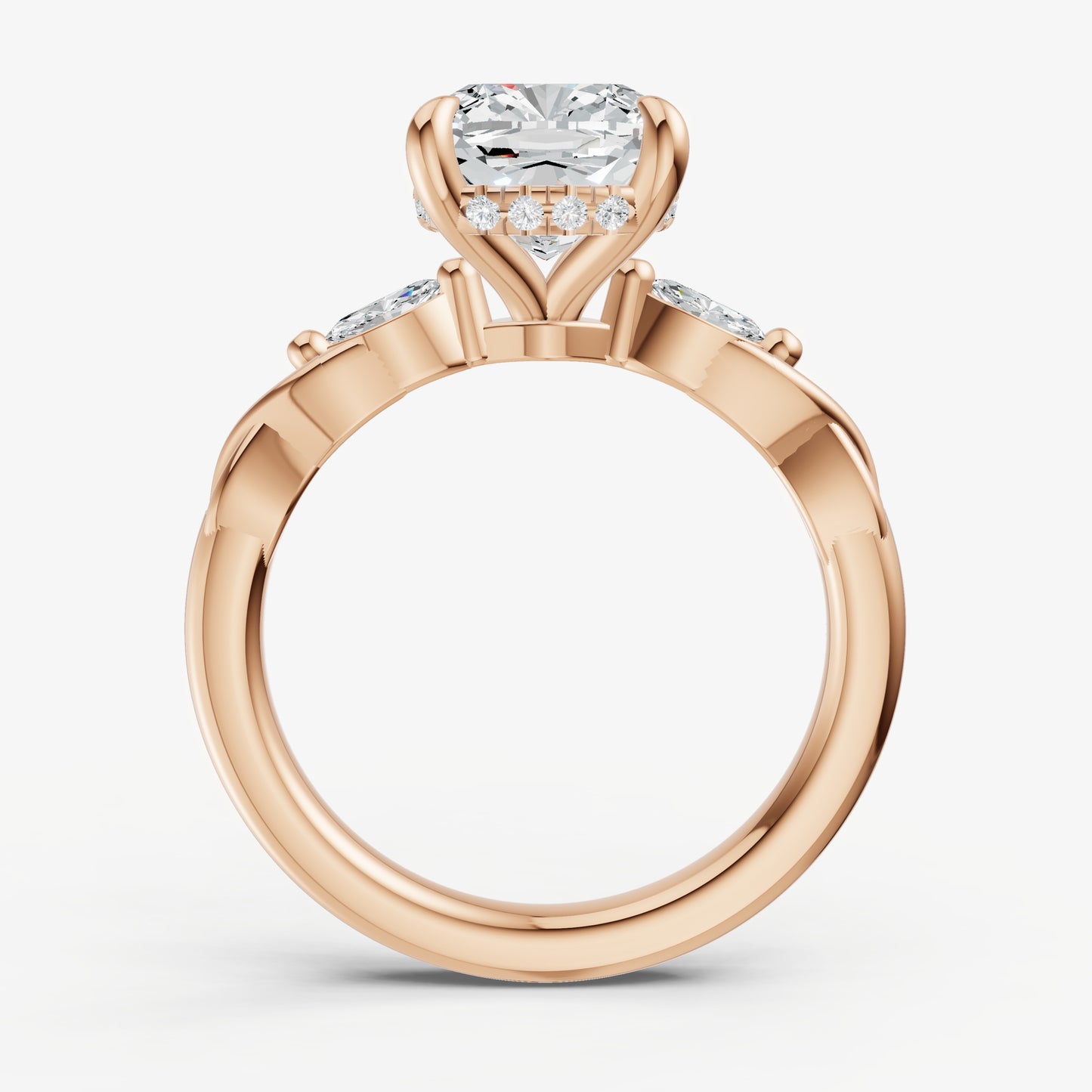 Cushion Engagement Ring with Marquise Accent Diamonds