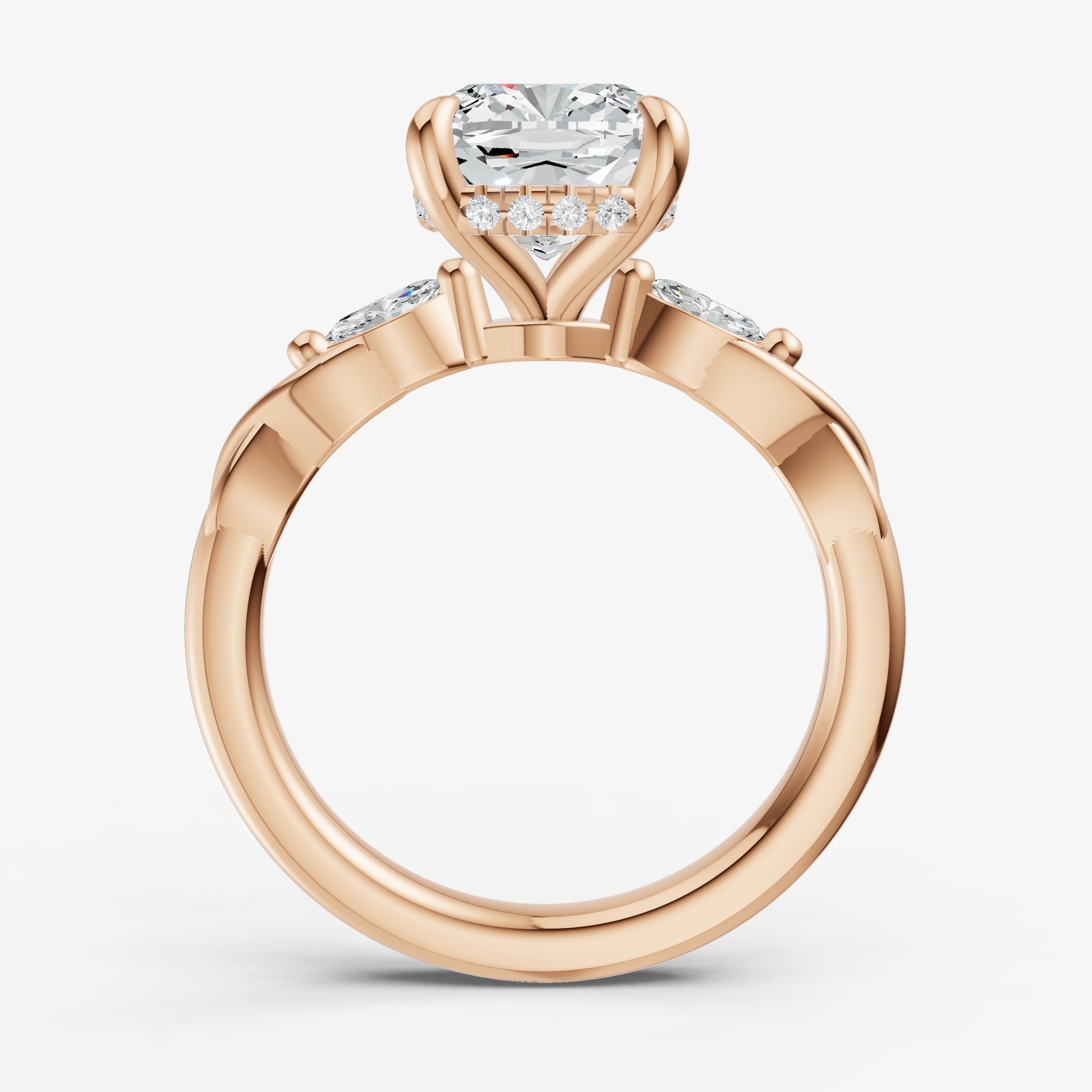 Cushion Engagement Ring with Marquise Accent Diamonds