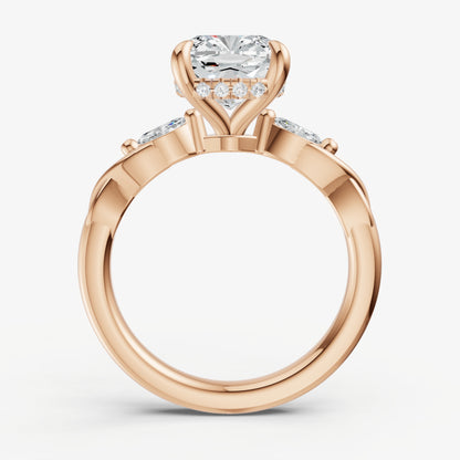 Cushion Engagement Ring with Marquise Accent Diamonds