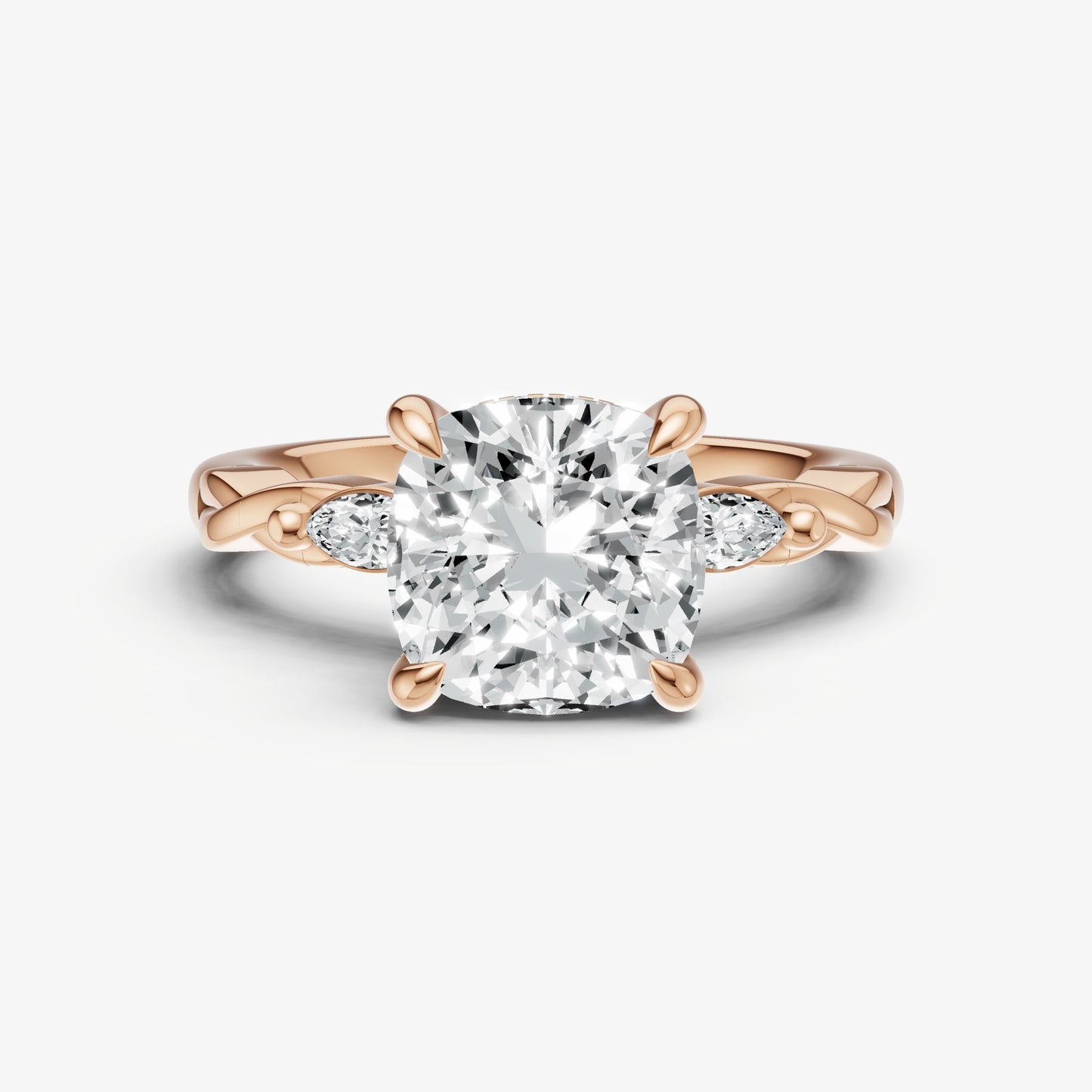 Cushion Engagement Ring with Marquise Accent Diamonds
