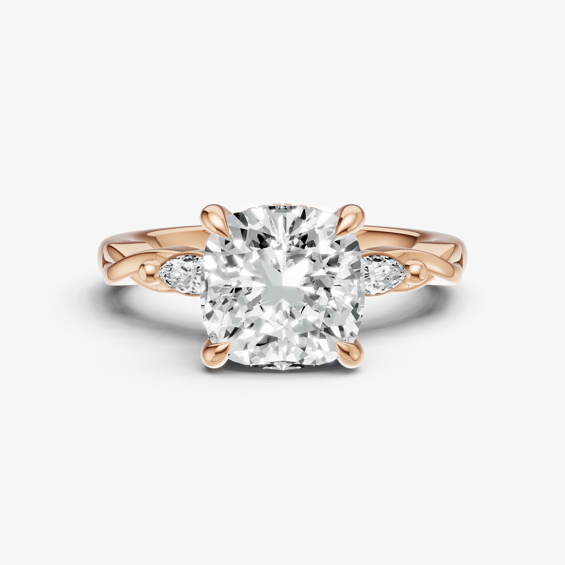 Cushion Engagement Ring with Marquise Accent Diamonds