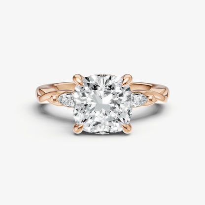 Cushion Engagement Ring with Marquise Accent Diamonds