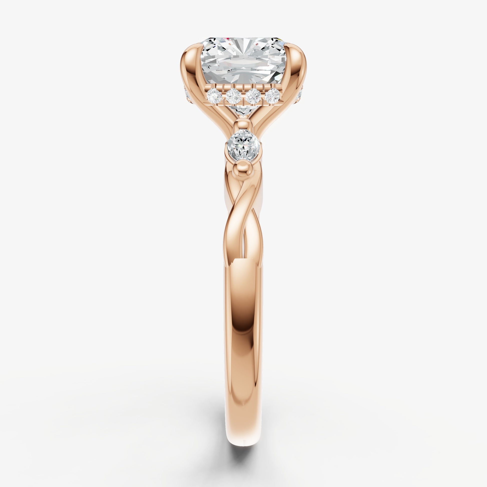 Cushion Engagement Ring with Marquise Accent Diamonds