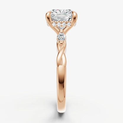 Cushion Engagement Ring with Marquise Accent Diamonds