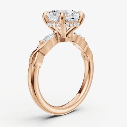 Cushion Engagement Ring with Marquise Accent Diamonds