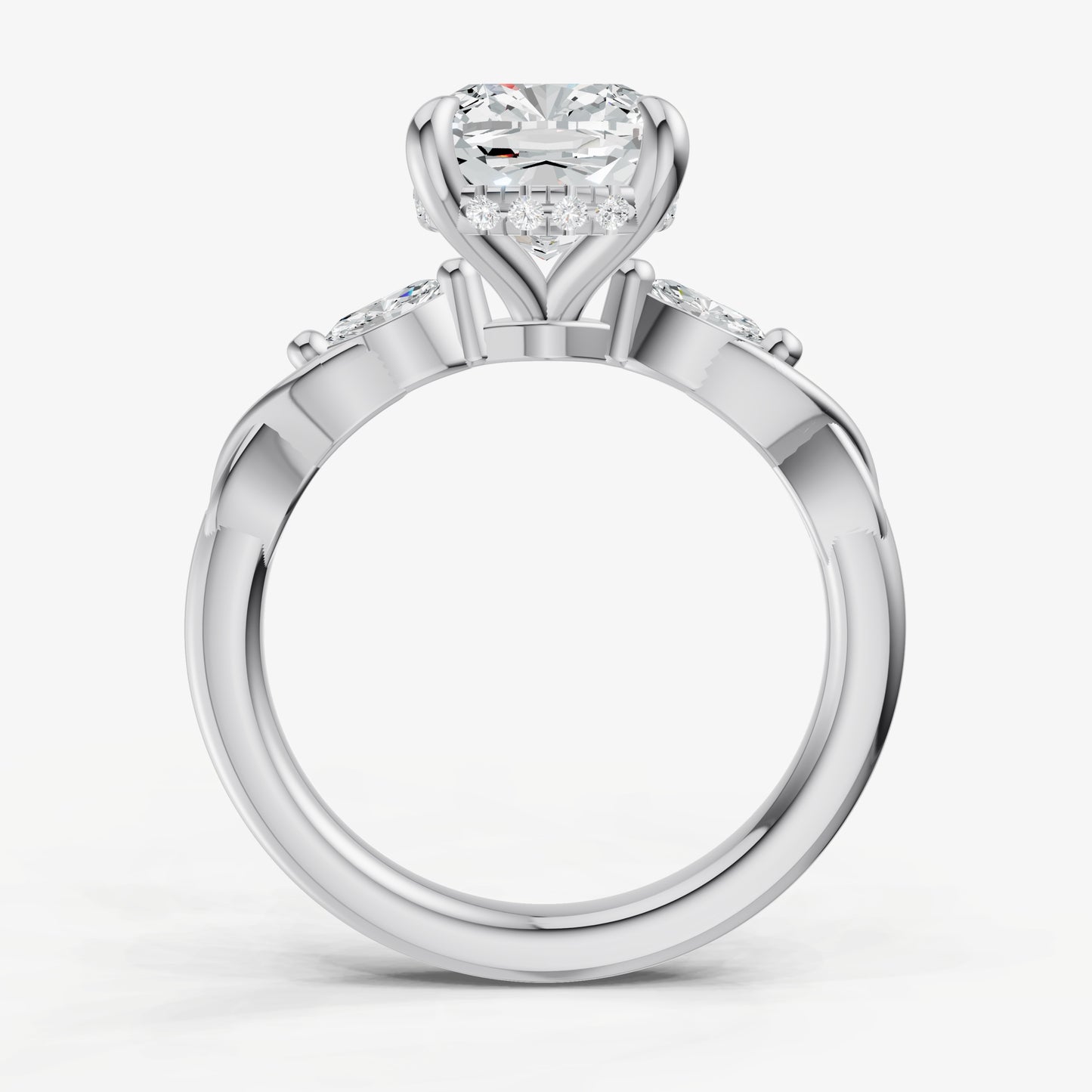 Cushion Engagement Ring with Marquise Accent Diamonds