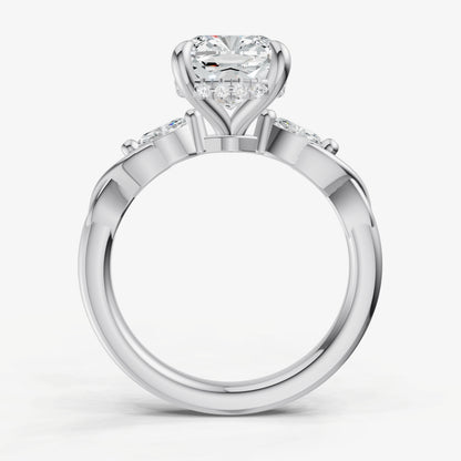 Cushion Engagement Ring with Marquise Accent Diamonds