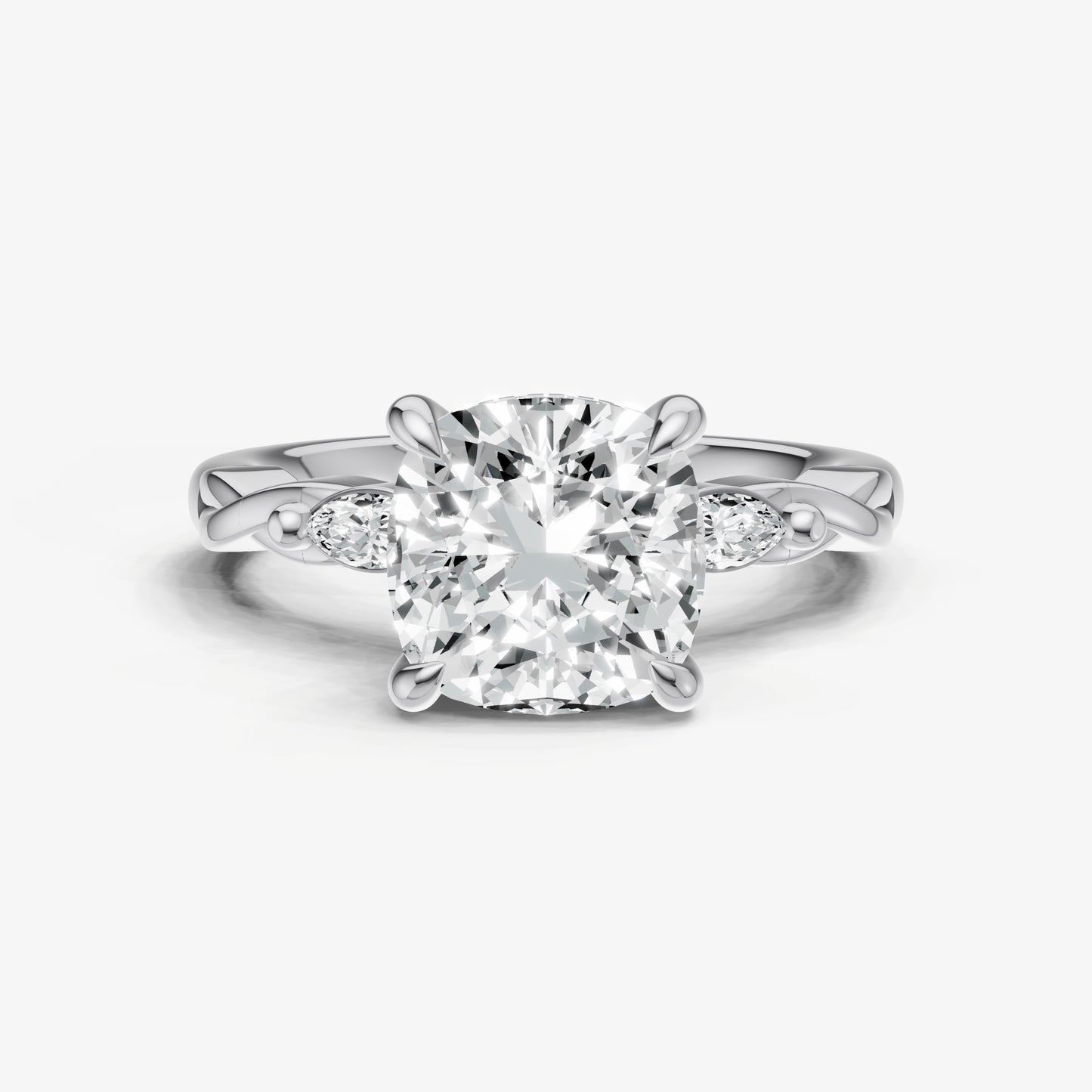 Cushion Engagement Ring with Marquise Accent Diamonds