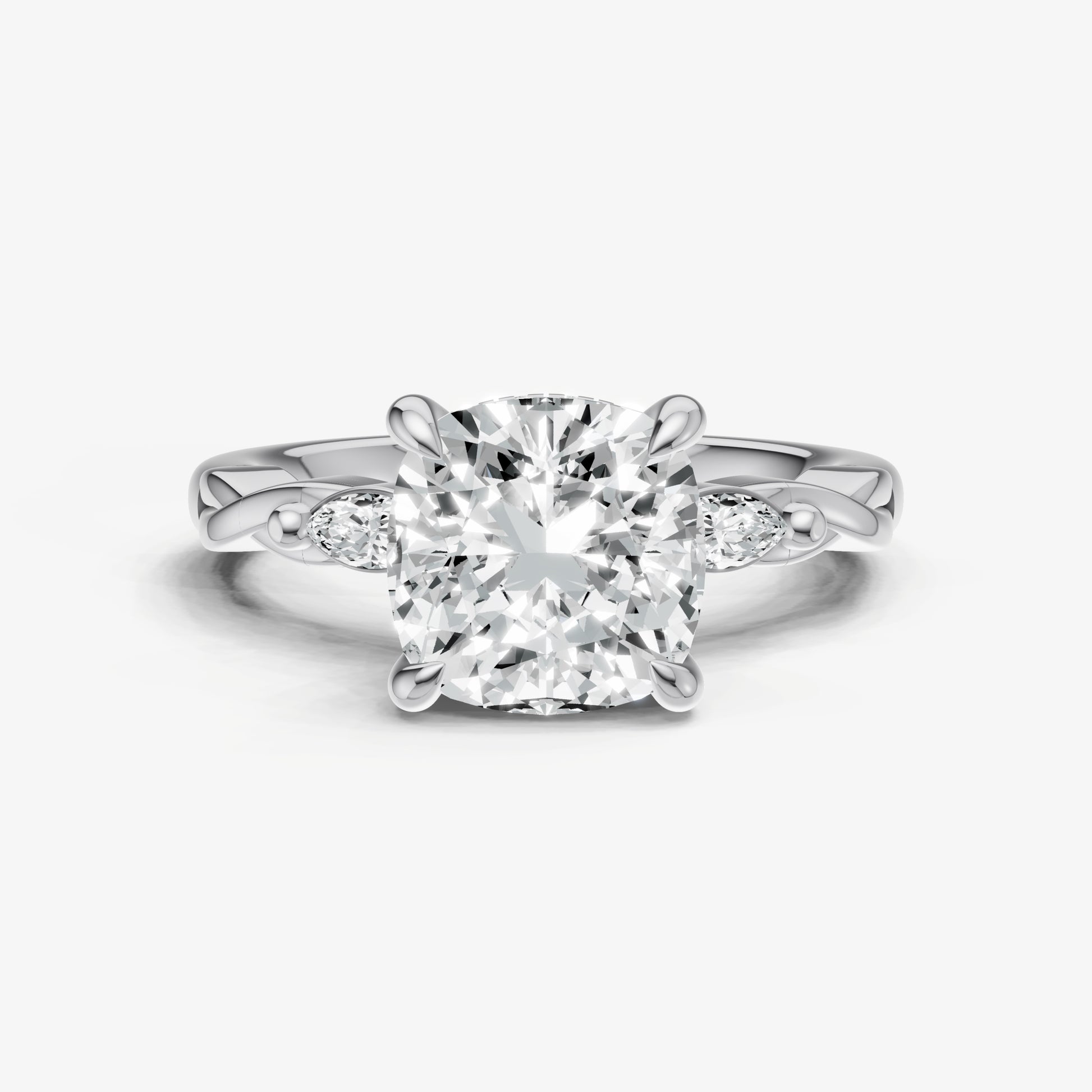 Cushion Engagement Ring with Marquise Accent Diamonds