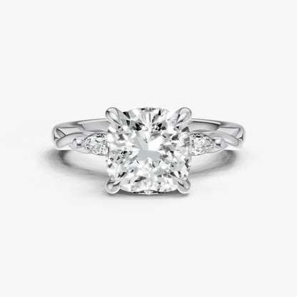 Cushion Engagement Ring with Marquise Accent Diamonds
