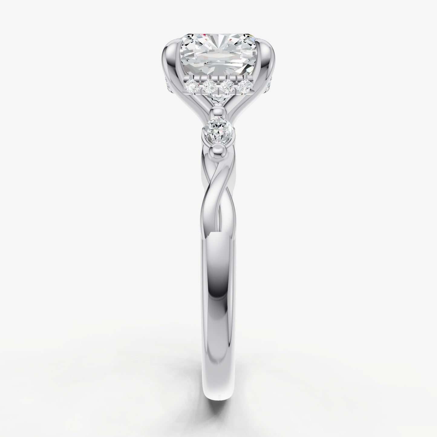 Cushion Engagement Ring with Marquise Accent Diamonds